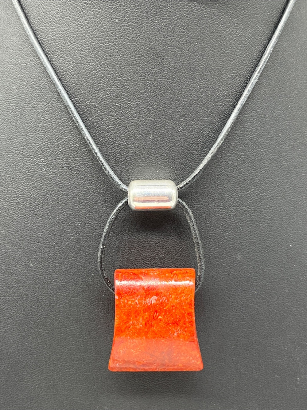 Silpada sterling silver coral leather necklace